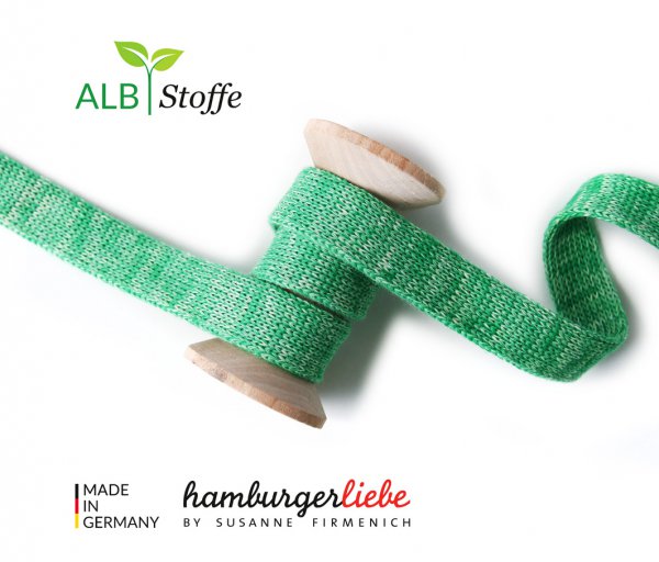 Bio Flachkordel - 1,2 cm - grün mélange - Albstoffe - Hamburger Liebe